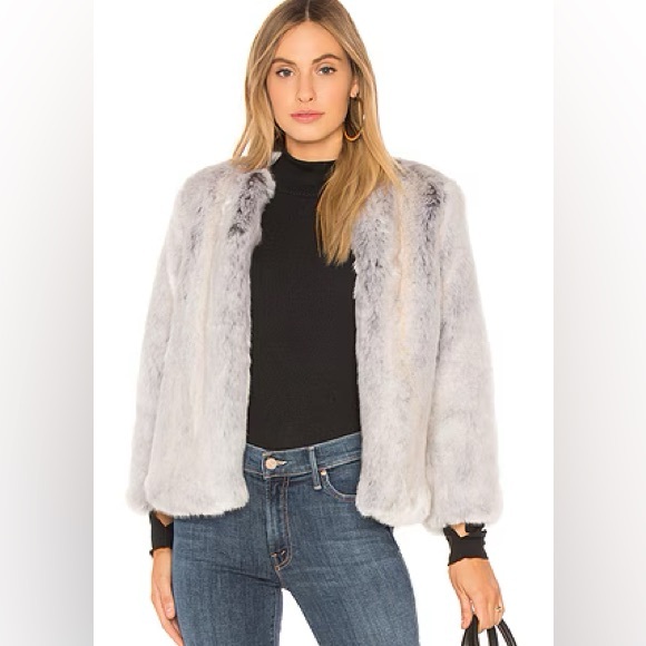 NWOT Krisa Camila Faux Fur jacket in Glacial (greys & whites), XS - Picture 2 of 9